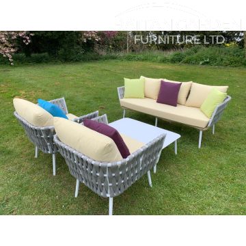 Rattan Monaco Silver 5 Seat 4 Piece Sofa Set With Coffee Table