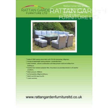 Deluxe Rain Cover for Madison rattan Corner Dining Set and Fire Pit Table
