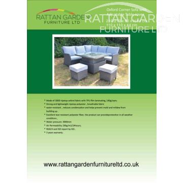 Deluxe Rain Cover for Oxford rattan Corner Set and Table