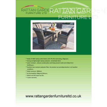 Rain Cover for Rattan 4 Seat Square Dining Set