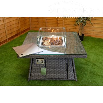 Serena Square Rattan Fire Pit Coffee Table