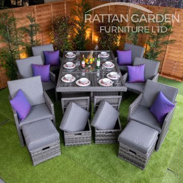 Rattan Serena 6 Seat Cube Set With 4 Storage Footstools