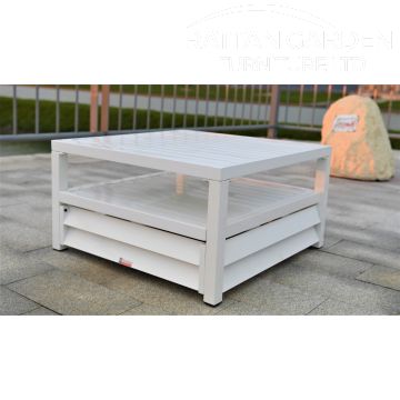 Shutter Style White Aluminium Square Coffee Table