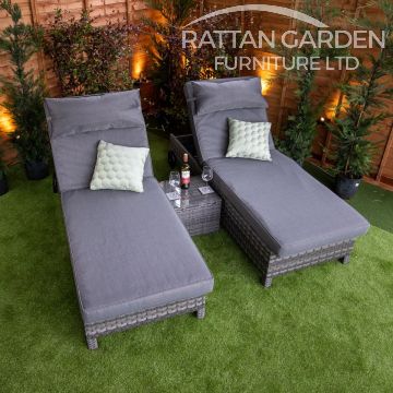 Rattan Serena Deluxe Extra Wide Wheel Lounger Set of 2 