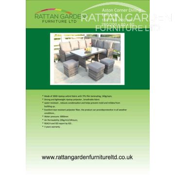 Deluxe Rain Cover for Florence rattan Corner Dining Set and Table (Left Side)