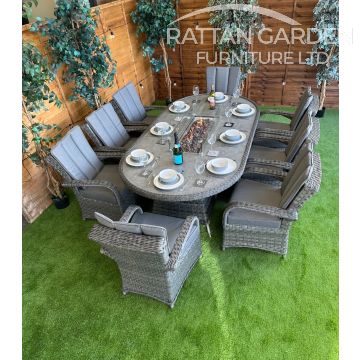 Rattan Serena Tokyo 230cm Oval 8 Seater Fire Pit Set