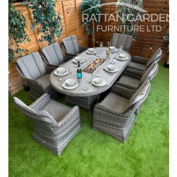 Rattan Serena Vienna 230cm Oval 8 Seater Fire Pit Set