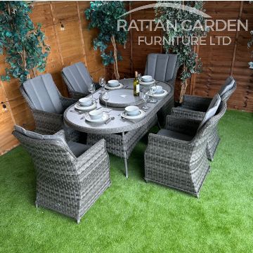 Rattan Serena Paris 180cm Oval 6 Seater Dining Set