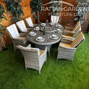 Rattan Champagne Atlanta 230cm Oval 8 Seater Dining Set