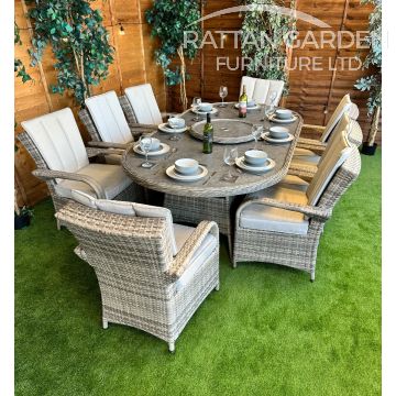 Rattan Champagne Tokyo 230cm Oval 8 Seater Dining Set