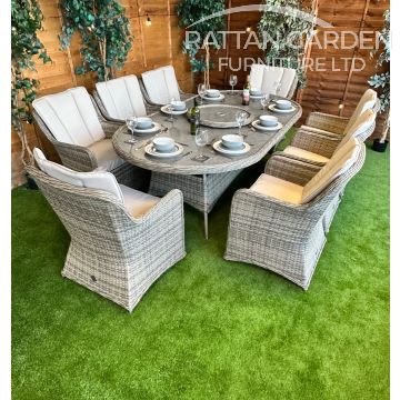 Rattan Champagne Vienna 230cm Oval 8 Seater Dining Set