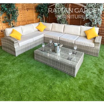 Champagne Lisbon Corner Sofa Set With Coffee Table