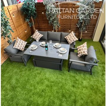 Brabazon Aluminium 5 Seat 4 Piece Sofa Set with Grey Rising Table
