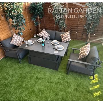 Brabazon Aluminium 4 Seat 4 Piece Sofa Set with Grey Rising Table