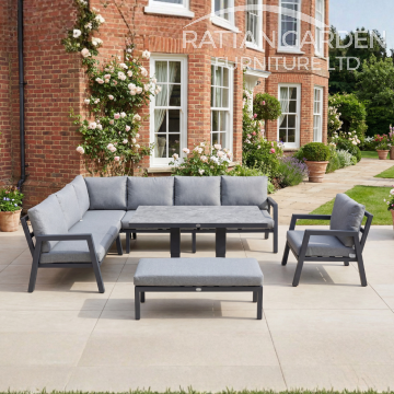 Lexus Corner Sofa with Rising 150cm Table and Double Stool