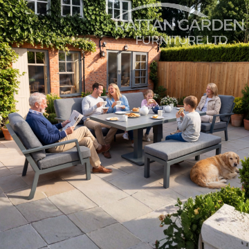 Montpellier Aluminium 5 seat sofa set set with rising table