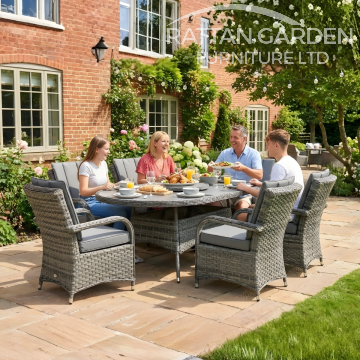 Rattan Serena Tokyo 180cm Oval 6 Seater Dining Set