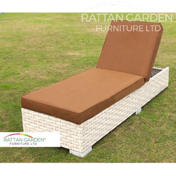 Rattan Ivory Wide Single Sun Lounger in Cream