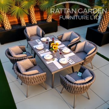 Seychelles Rope 6 Seat Rectangular Dining Set