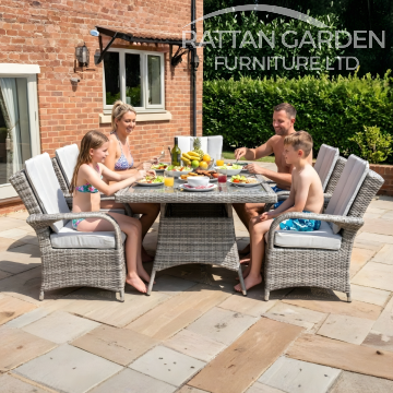 Rattan Champagne Tokyo Rectangular 6 Seat Dining Set
