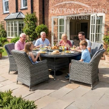 Rattan Serena Paris Round 6 Seat Dining Set