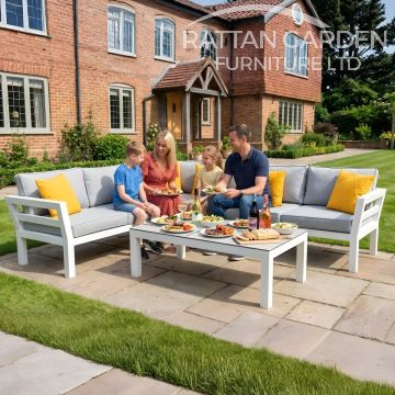 Katie - Aluminium Corner Sofa Set with Coffee Table