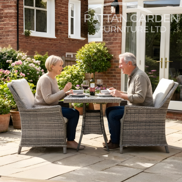 Rattan Champagne Paris Square Bistro Set