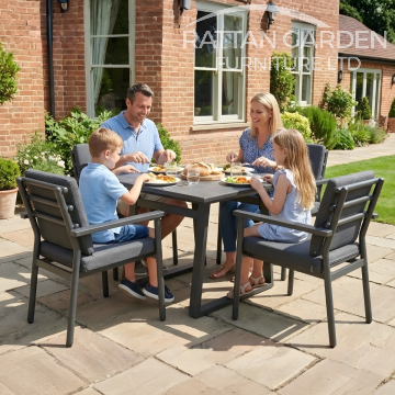 Brabazon Aluminium 4 Seat Dining Set with Grey Ceramic Glass Table Top
