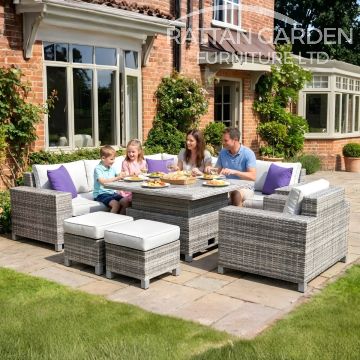 Champagne Winchester Square Rising Table Rattan Corner Set