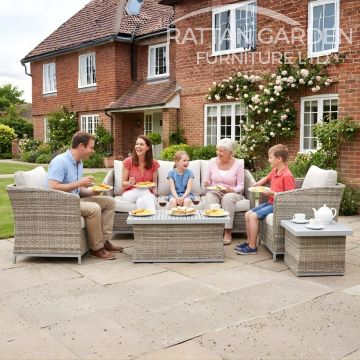 Monaco Champagne 5 Seat 5 Piece Sofa Set With Aluminium Table Top