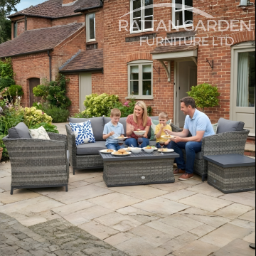 Monaco Serena 5 Seat 5 Piece Sofa Set With Side and Coffee Table 
