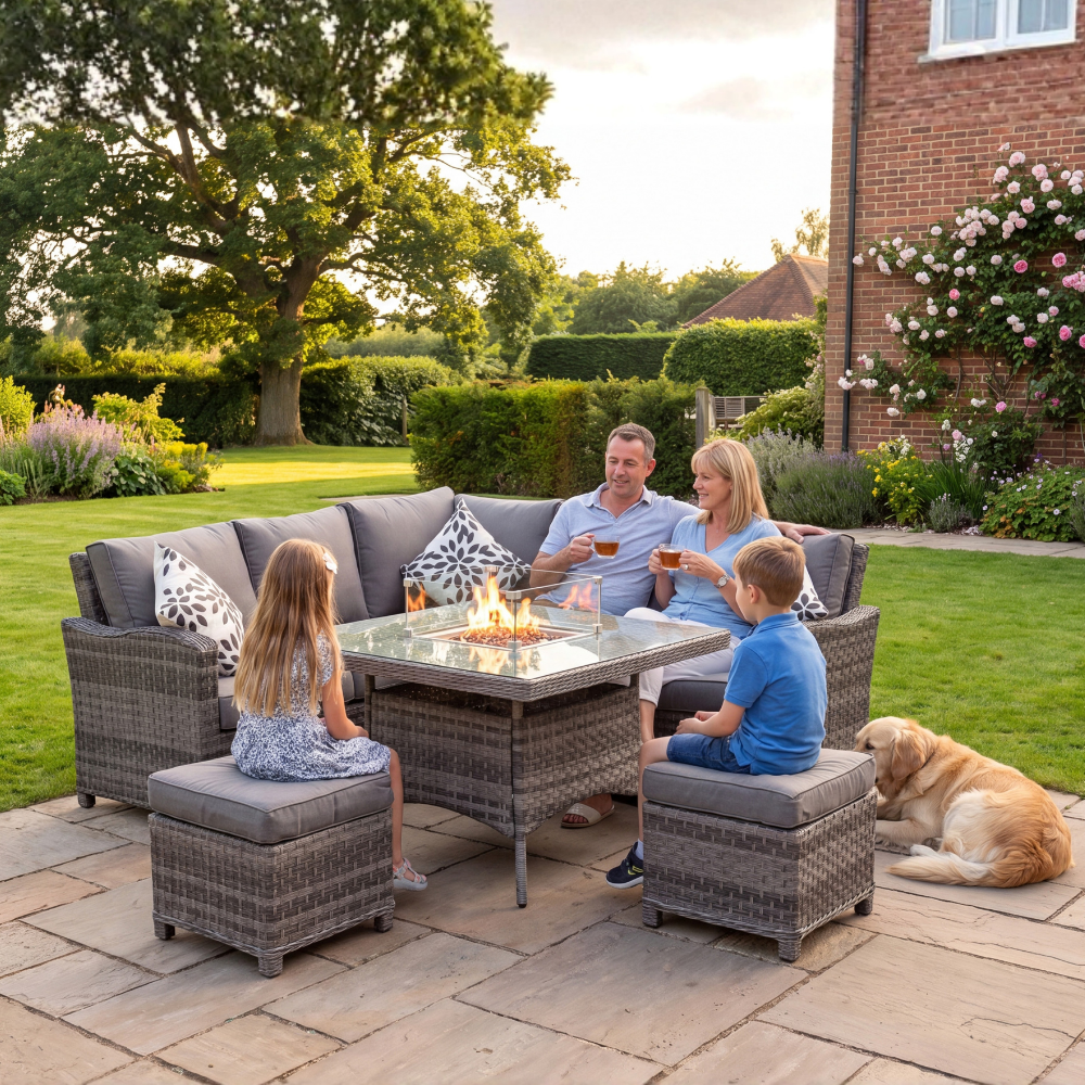 Serena Ciara Firepit Table Rattan Corner Set