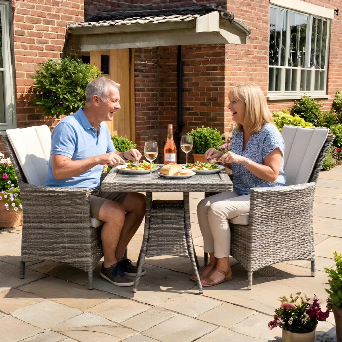 Rattan Champagne Atlanta Square Bistro Set