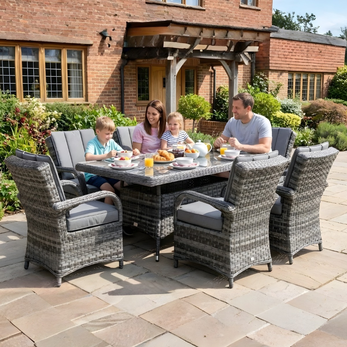 Rattan Serena Tokyo Rectangular 6 Seat Dining Set